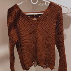 Brown Distressed Sweater